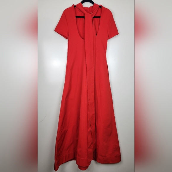 NWT STAUD Ilana A-Line Maxi Dress in Poinsettia Red Size Medium - Picture 5 of 13